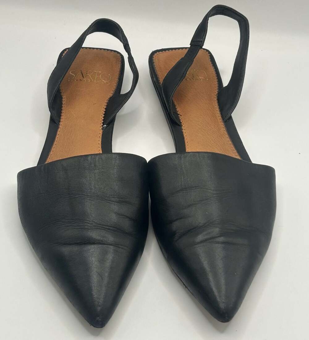Sarto by Franco Sarto Graydon Black Leather Pointed Toe Slingback  Size 7.5M